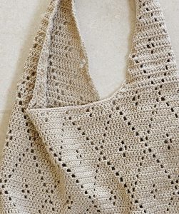 Diamond pattern cotton tote - CrochetObjet