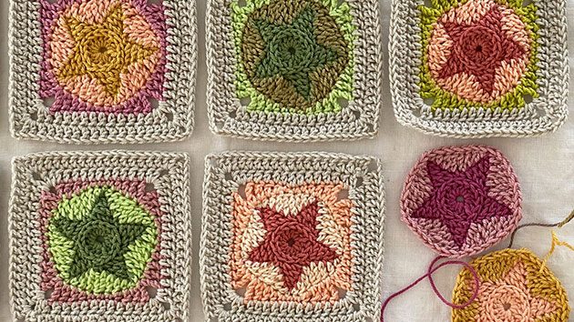 Crochet Starfish Square Pattern and Video